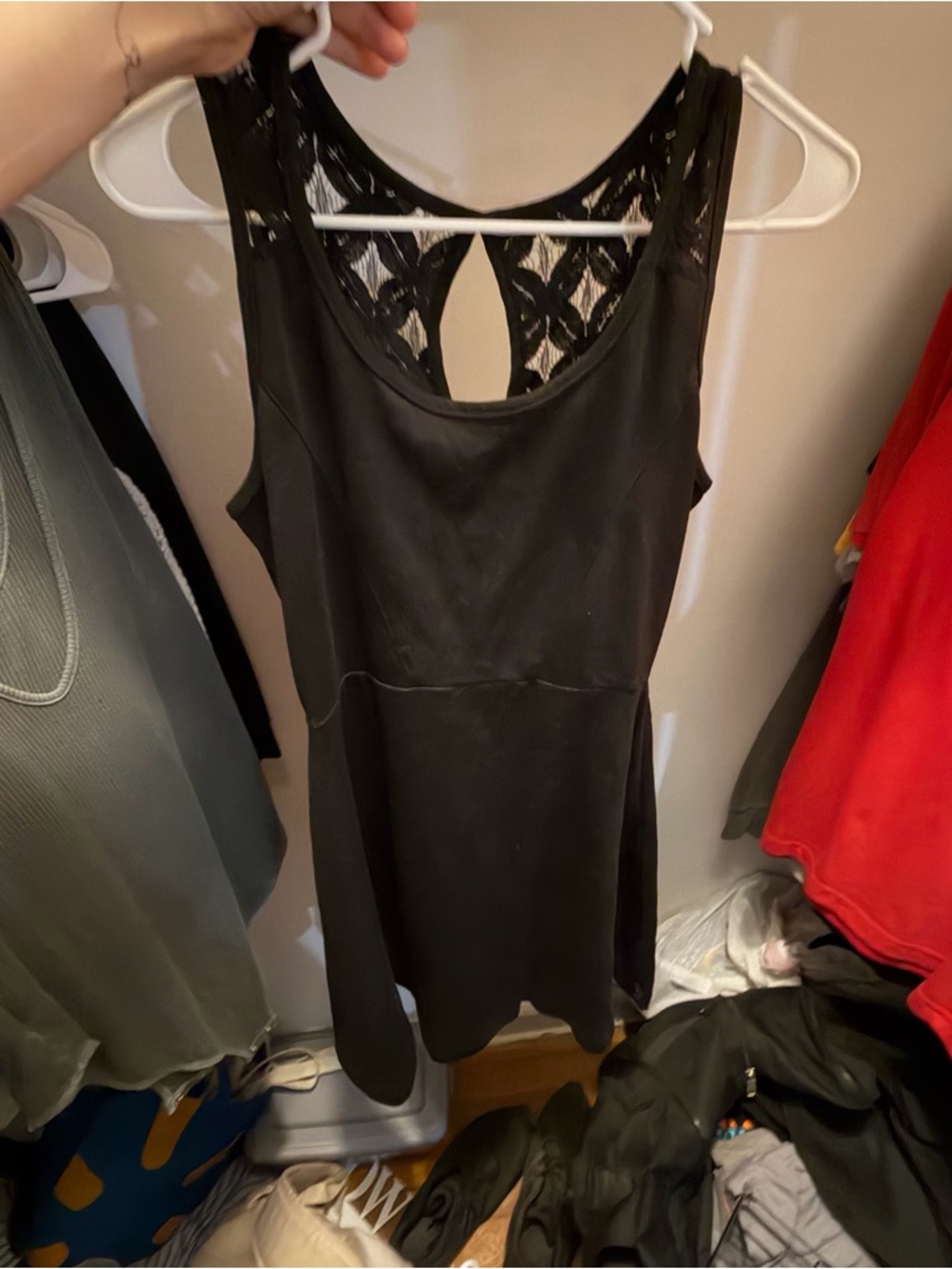 edge Black Sleeveless Mini Dress with Lace Back